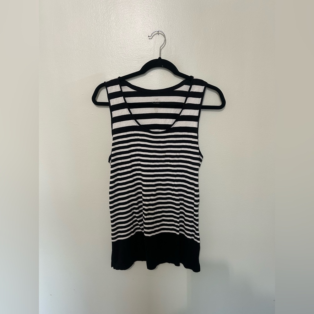 GAP | Luxe Black and White Striped Sleeveless Tunic, Size Small